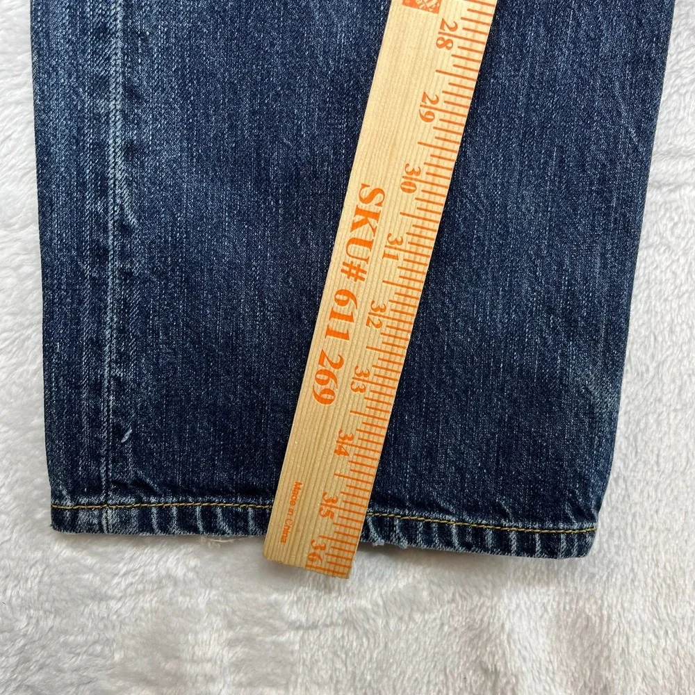 Levi's‎ 501 Jeans Mens Blue Denim Mid Rise Straight Button Fly 33X35.5 - Flaws